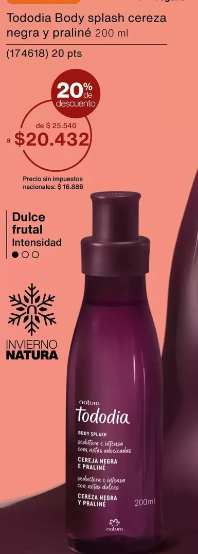 Natura - Body splash cereza negra y praliné