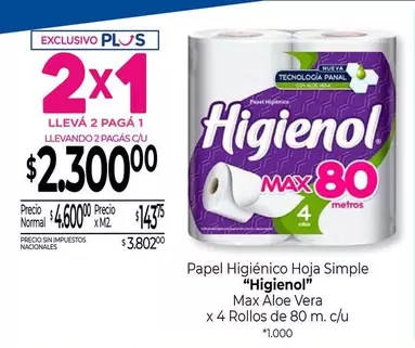 Higienol - Papel Higiénico Hoja Simple