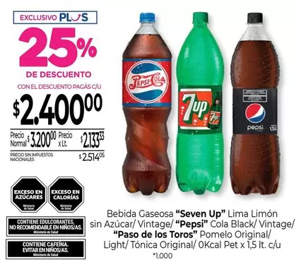 Paso de los Toros - Lima Limón sin Azúcar/ Cola Black/ Pomelo Original/ Light/Tónica Original