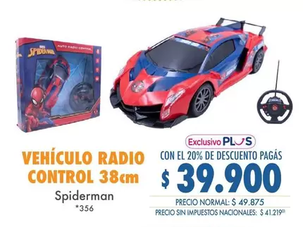 Spiderman - VEHÍCULO RADIO CONTROL 38cm
