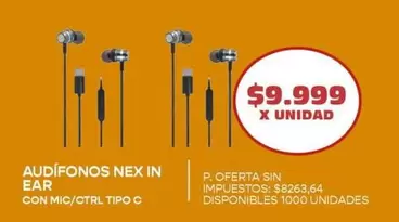 X$ - AUDÍFONOS NEX IN EAR