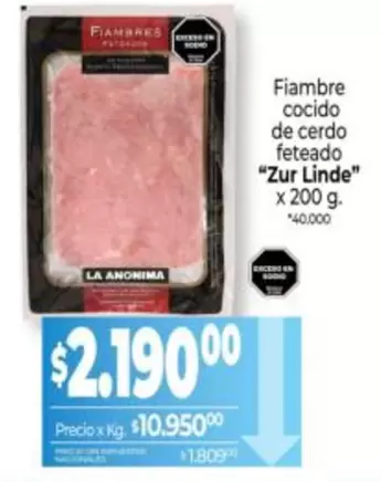 X$ - Fiambre cocido de cerdo feteado