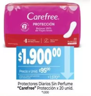 Carefree - Protectores Diarios Sin Perfume Protección x 20 unid.