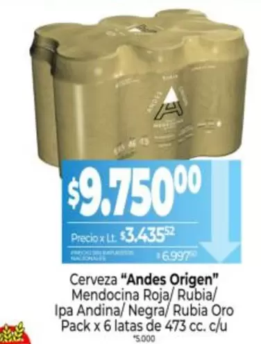 Andes - Cerveza " Origen" Mendocina Roja/Rubia/ Ipa Andina/Negra/ Rubia Oro