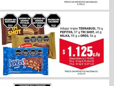 Terrabusi - Alfajor triple, PEPITOS, TRI SHOT, MILKA u OREO