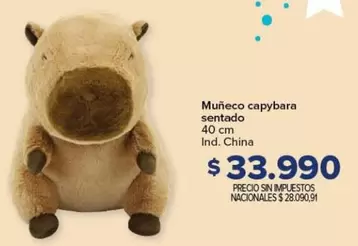 Muñeco capybara sentado 40 cm
