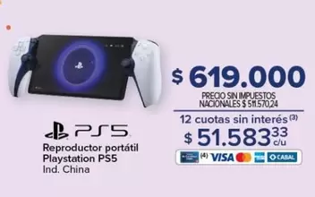 Reproductor portátil Playstation PS5
