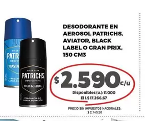 Patrichs - AVIATOR, BLACK LABEL O GRAN PRIX