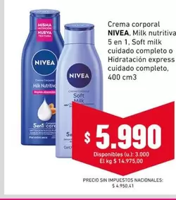 Nivea - Milk nutritiva 5 en 1, Soft milk