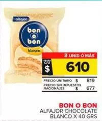 Bon O Bon - Alfajor Chocolate Blanco