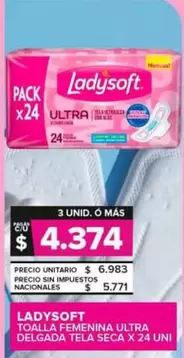 Ladysoft - Toalla Femenina Ultra Delgada Tela Seca 