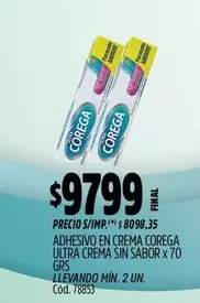 Corega - ADHESIVO EN CREMA ULTRA CREMA SIN SABOR