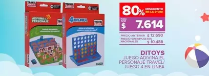 Ditoys - Juego Adivina El Personaje Travel/ Juego 4 En Linea