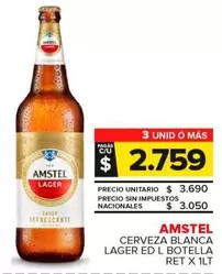Amstel - Cerveza Blanca Lager Ed L Botella