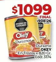 Okey - Duraznos En Trozos x 820 Gr.