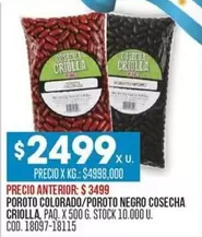 X$ - POROTO COLORADO/POROTO NEGRO COSECHA CRIOLLA