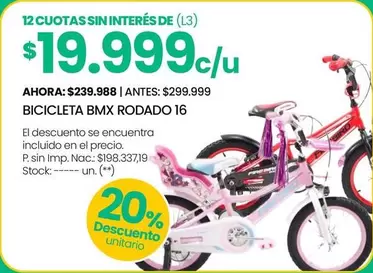 BICICLETA BMX RODADO 16