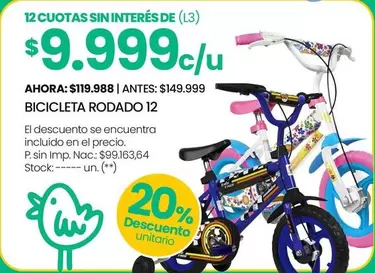 BICICLETA RODADO 12