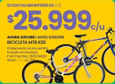 BICICLETA MTB R26