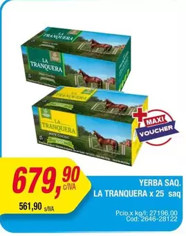 La Tranquera - YERBA SAQ. LA TRANQUERA x 25 saq
