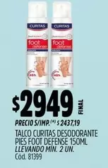 Curitas - TALCO DESODORANTE PIES FOOT DEFENSE 150ML