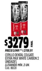 Colgate - CEPILLO DENTAL EXTRA MAX WHITE CARBON 2 UNIDADES