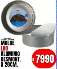 X$ - MOLDE LKO ALUMINIO DESMONT. X 28CM.