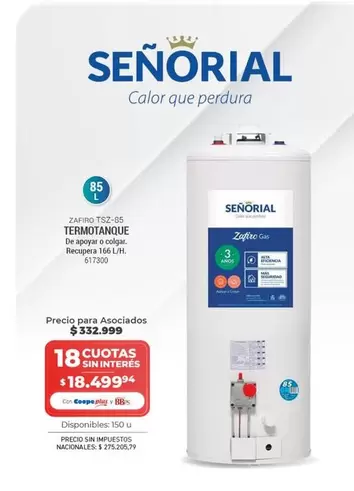Señorial - ZAPING TSZ-85 TERMOTANQUE