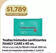 X$ - Toallas húmedas sanitizantes x 40 un.