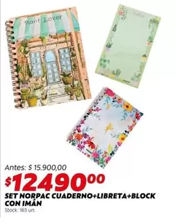 SET CUADERNO+LIBRETA+BLOCK CON IMAN