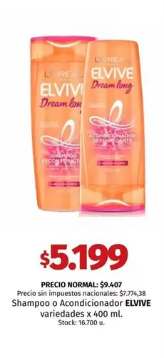 Elvive - Shampoo o Acondicionador