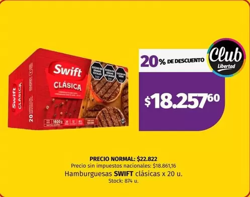 Swift - Hamburguesas clásicas x 20 น.