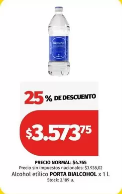 Bialcohol - Alcohol etílico PORTA BIALCOHOL x 1