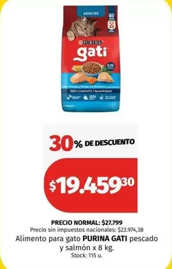 Purina - GATI pescado y salmón x 8 kg