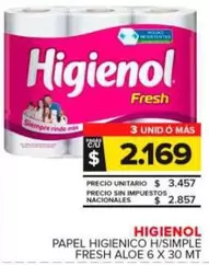 Higienol - Papel Higienico H/Simple Fresh Aloe 