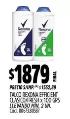 Rexona - EFFICIENT CLASICO/FRESH x 100 GRS