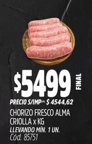 X$ - CHORIZO FRESCO CRIOLLA X KG