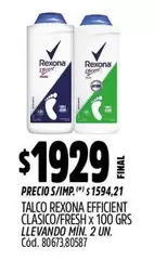 Rexona - EFFICIENT CLASICO/FRESH x 100 GRS