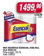 Esencial - PAP. HIGIENICO ESENCIAL DOB.HOJ. CLA 4X20 mt