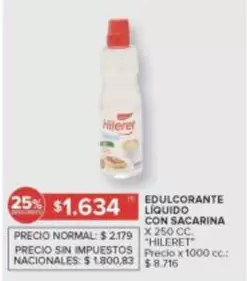 Hileret - EDULCORANTE LÍQUIDO CON SACARINA