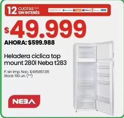 Neba - ciclica top mount 280l t283