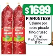Piamontesa - Salame por metro picado fino/grueso