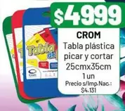 Crom - Tabla plástica picar y cortar 25cmx35cm