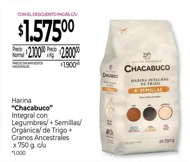Chacabuco - Harina Integral con Legumbres/ + Semillas/ Orgánica/ de Trigo + Granos Ancestrales