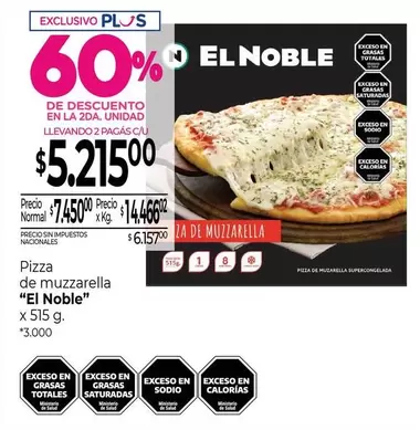 El Noble - Pizza de muzzarella