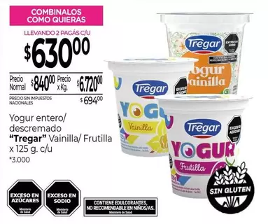 Tregar - Yogur entero/descremado