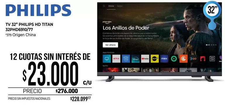 Philips - TV 32" HD TITAN 32PHD6910/77