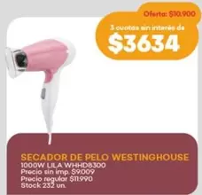 SECADOR DE PELO WHHD8300