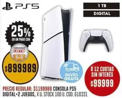 Coto - CONSOLA PS5 DIGITAL + 2 JUEGOS, X U. STOCK 100 U. COD. 610331