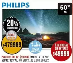 Philips - SMART TV LED 50" 50PUD7309/77
